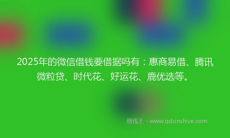 2025年的微信借钱要借据吗有：惠商易借、腾讯微粒贷、时代花、好运花、鹿优选等。