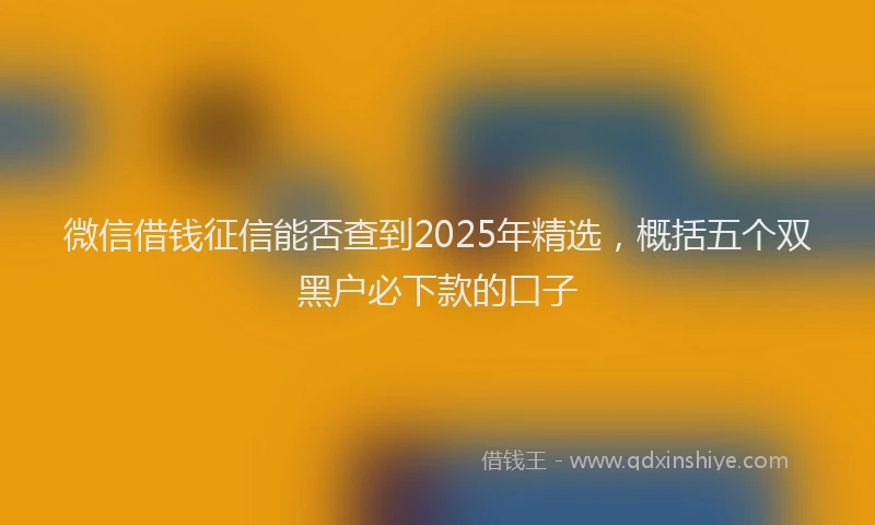 微信借钱征信能否查到2025年精选，概括五个双黑户必下款的口子
