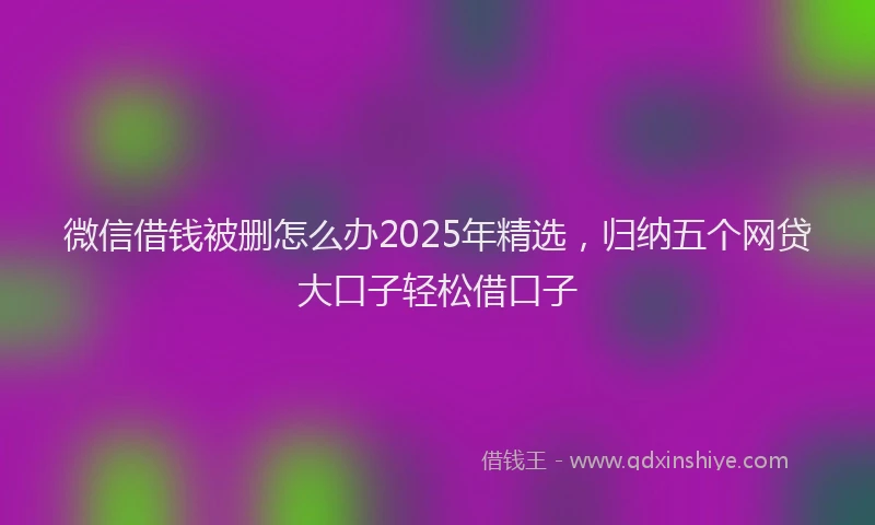 微信借钱被删怎么办2025年精选，归纳五个网贷大口子轻松借口子