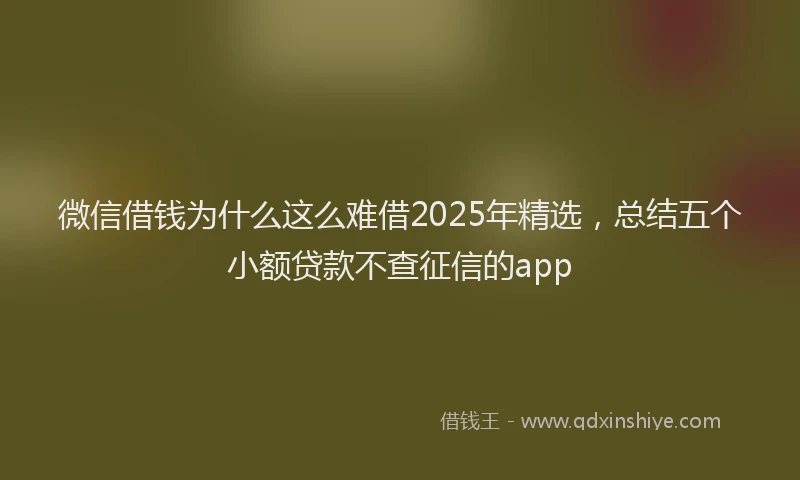 微信借钱为什么这么难借2025年精选，总结五个小额贷款不查征信的app