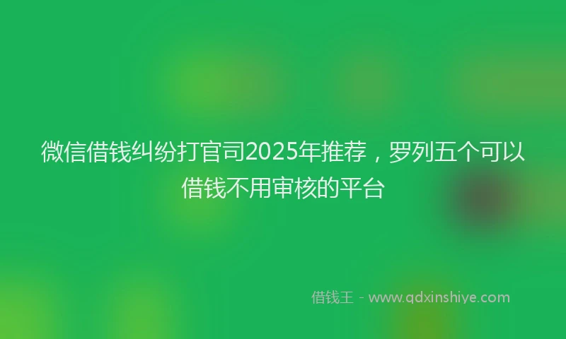 微信借钱纠纷打官司2025年推荐，罗列五个可以借钱不用审核的平台