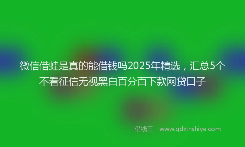 微信借蛙是真的能借钱吗2025年精选，汇总5个不看征信无视黑白百分百下款网贷口子
