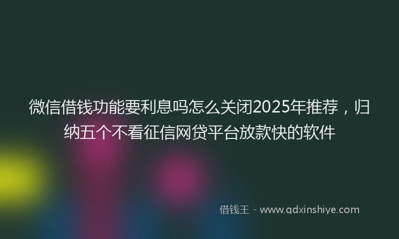 微信借钱功能要利息吗怎么关闭2025年推荐，归纳五个不看征信网贷平台放款快的软件