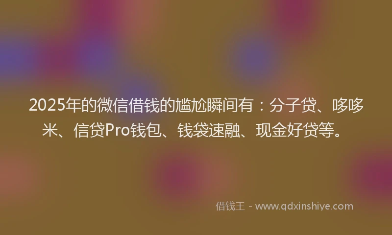 2025年的微信借钱的尴尬瞬间有：分子贷、哆哆米、信贷Pro钱包、钱袋速融、现金好贷等。