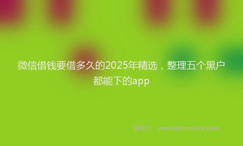 微信借钱要借多久的2025年精选，整理五个黑户都能下的app