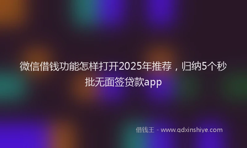 微信借钱功能怎样打开2025年推荐，归纳5个秒批无面签贷款app