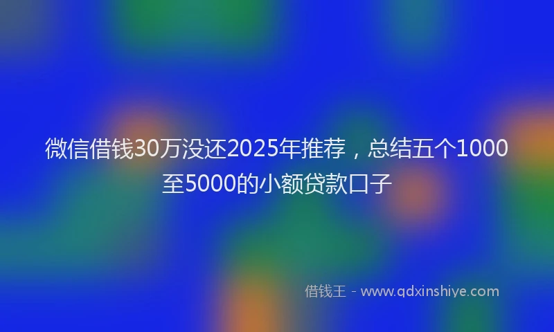 微信借钱30万没还2025年推荐，总结五个1000至5000的小额贷款口子