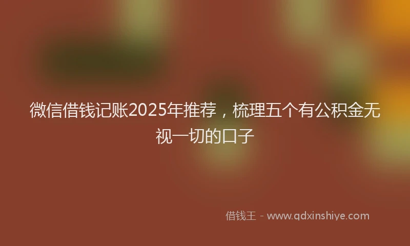 微信借钱记账2025年推荐，梳理五个有公积金无视一切的口子