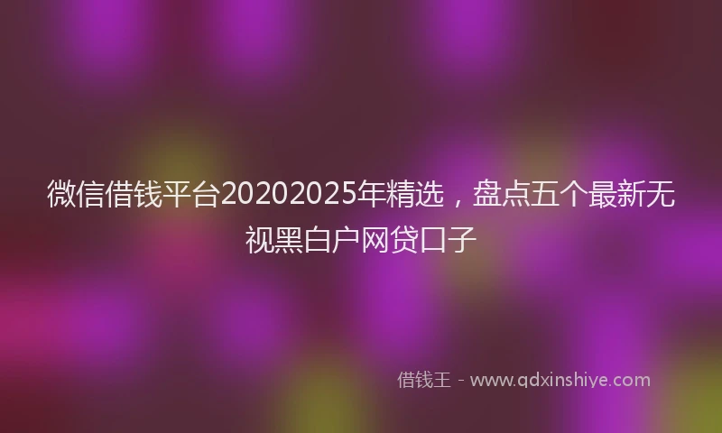 微信借钱平台20202025年精选，盘点五个最新无视黑白户网贷口子