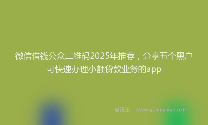 微信借钱公众二维码2025年推荐，分享五个黑户可快速办理小额贷款业务的app