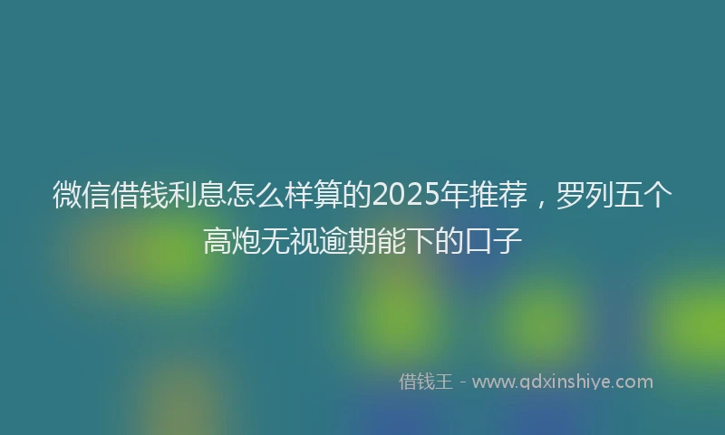 微信借钱利息怎么样算的2025年推荐，罗列五个高炮无视逾期能下的口子