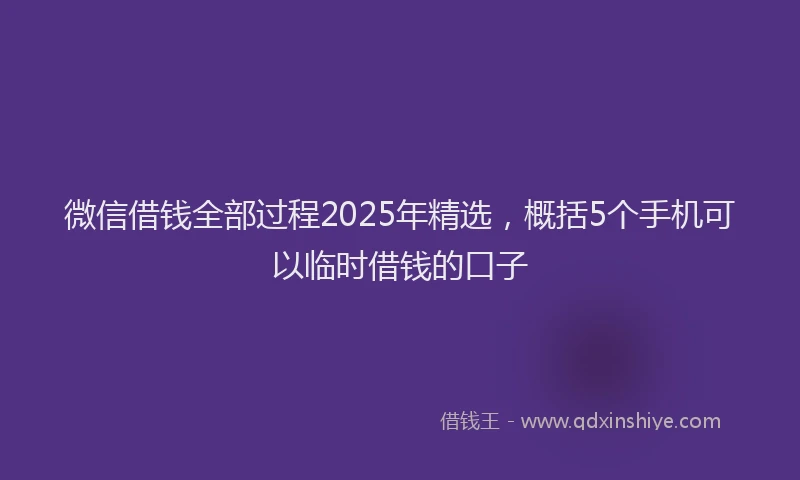 微信借钱全部过程2025年精选，概括5个手机可以临时借钱的口子