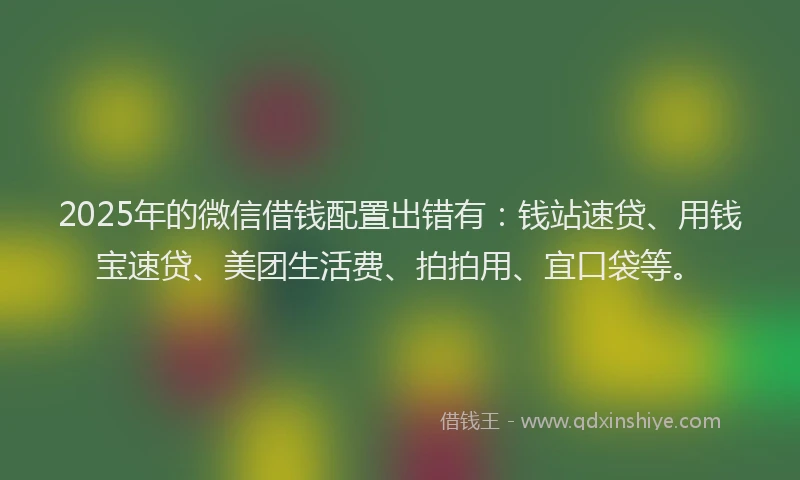 2025年的微信借钱配置出错有：钱站速贷、用钱宝速贷、美团生活费、拍拍用、宜口袋等。