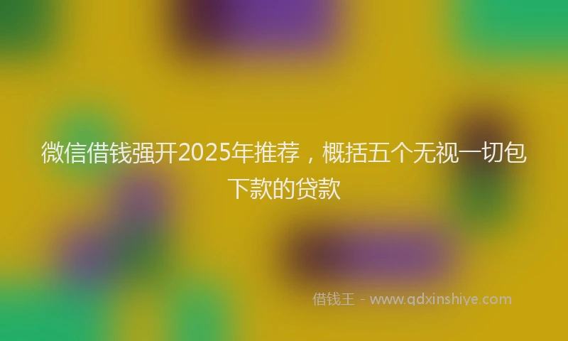 微信借钱强开2025年推荐，概括五个无视一切包下款的贷款