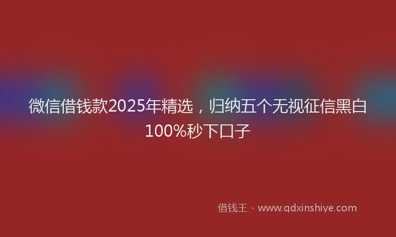 微信借钱款2025年精选，归纳五个无视征信黑白100%秒下口子
