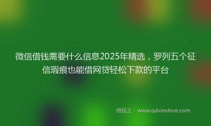 微信借钱需要什么信息2025年精选，罗列五个征信瑕疵也能借网贷轻松下款的平台