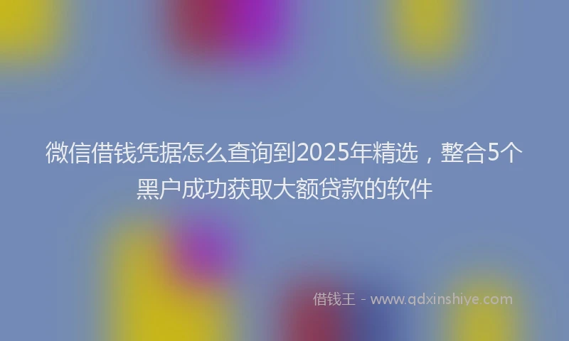 微信借钱凭据怎么查询到2025年精选，整合5个黑户成功获取大额贷款的软件