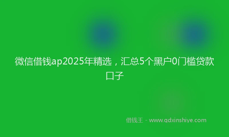 微信借钱ap2025年精选，汇总5个黑户0门槛贷款口子