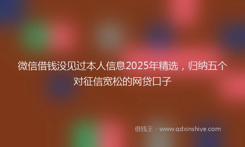 微信借钱没见过本人信息2025年精选，归纳五个对征信宽松的网贷口子