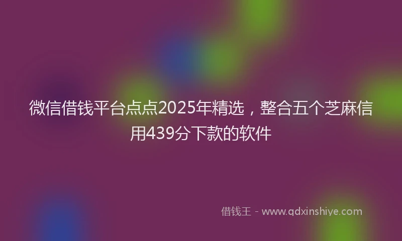 微信借钱平台点点2025年精选，整合五个芝麻信用439分下款的软件
