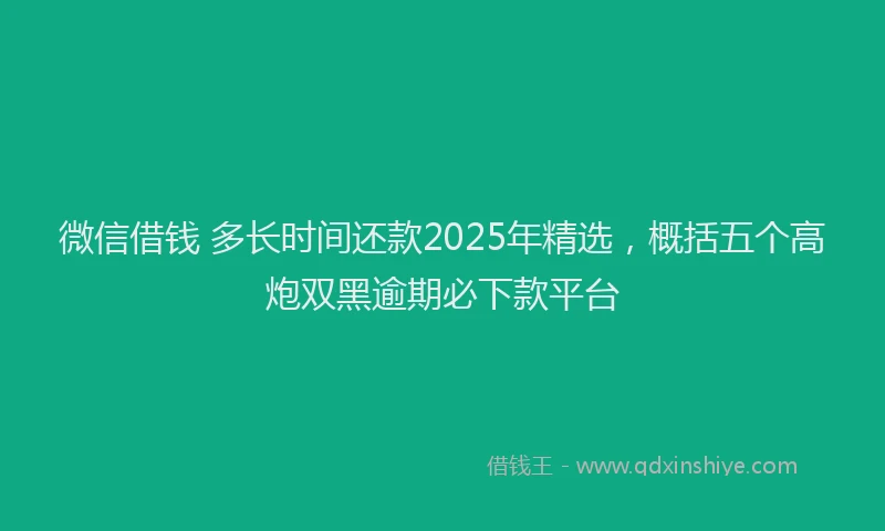 微信借钱 多长时间还款2025年精选，概括五个高炮双黑逾期必下款平台