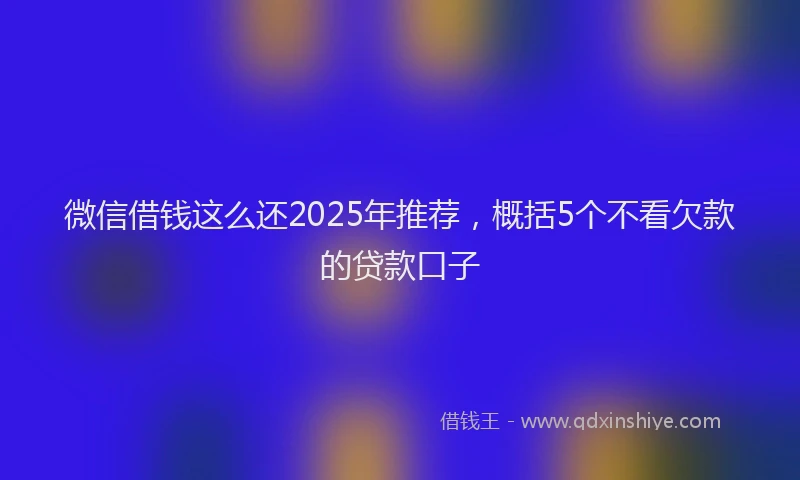 微信借钱这么还2025年推荐，概括5个不看欠款的贷款口子