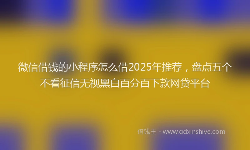 微信借钱的小程序怎么借2025年推荐，盘点五个不看征信无视黑白百分百下款网贷平台