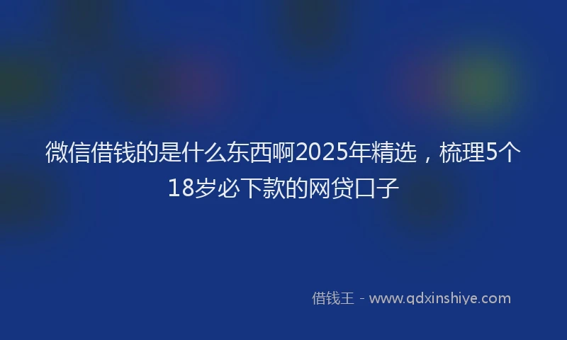 微信借钱的是什么东西啊2025年精选，梳理5个18岁必下款的网贷口子