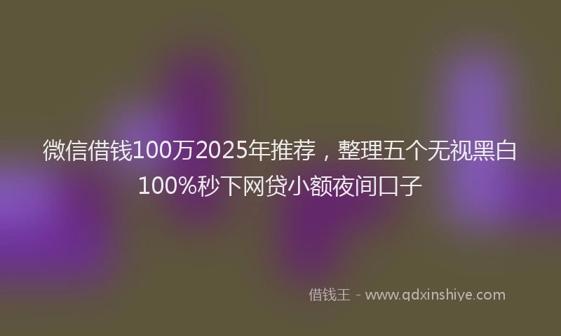 微信借钱100万2025年推荐，整理五个无视黑白100%秒下网贷小额夜间口子