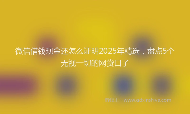 微信借钱现金还怎么证明2025年精选，盘点5个无视一切的网贷口子
