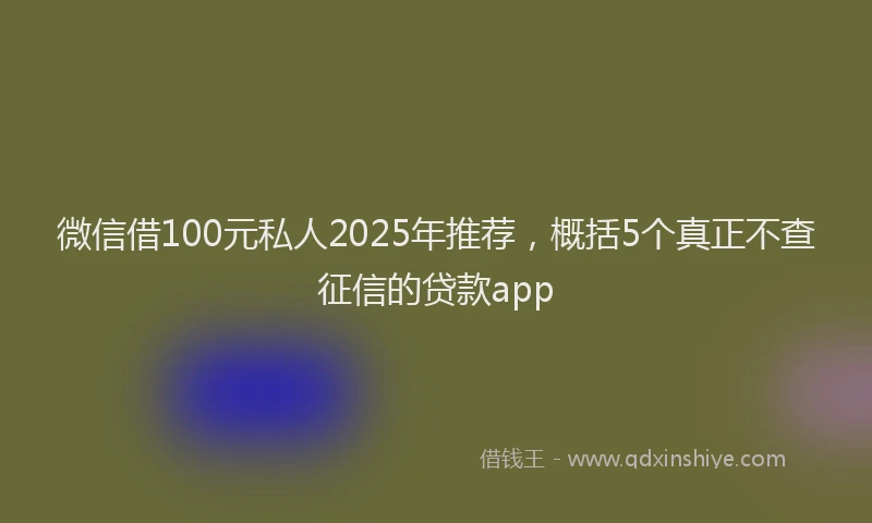 微信借100元私人2025年推荐，概括5个真正不查征信的贷款app