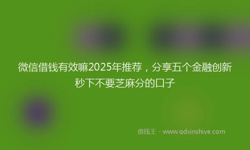 微信借钱有效嘛2025年推荐，分享五个金融创新秒下不要芝麻分的口子