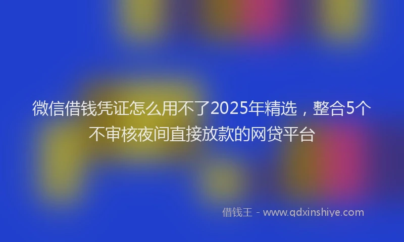 微信借钱凭证怎么用不了2025年精选，整合5个不审核夜间直接放款的网贷平台