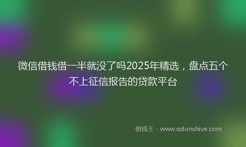 微信借钱借一半就没了吗2025年精选，盘点五个不上征信报告的贷款平台