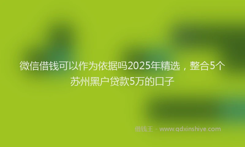 微信借钱可以作为依据吗2025年精选，整合5个苏州黑户贷款5万的口子