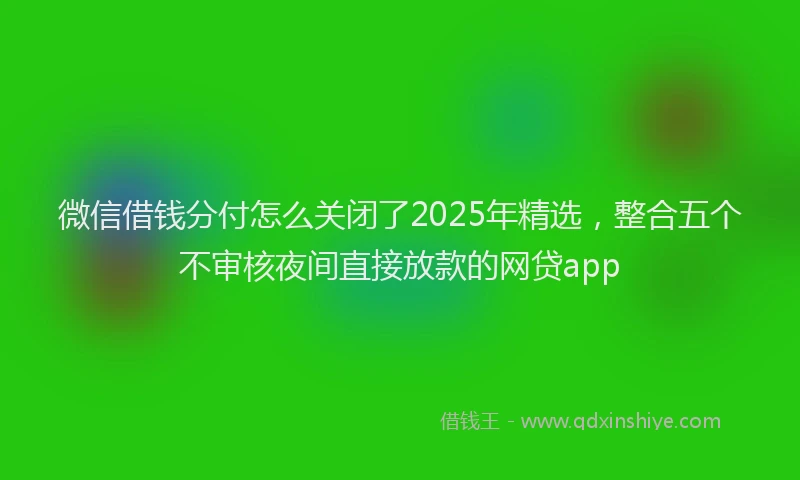 微信借钱分付怎么关闭了2025年精选，整合五个不审核夜间直接放款的网贷app