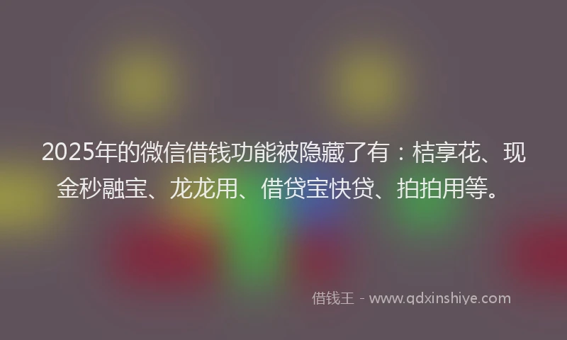 2025年的微信借钱功能被隐藏了有：桔享花、现金秒融宝、龙龙用、借贷宝快贷、拍拍用等。