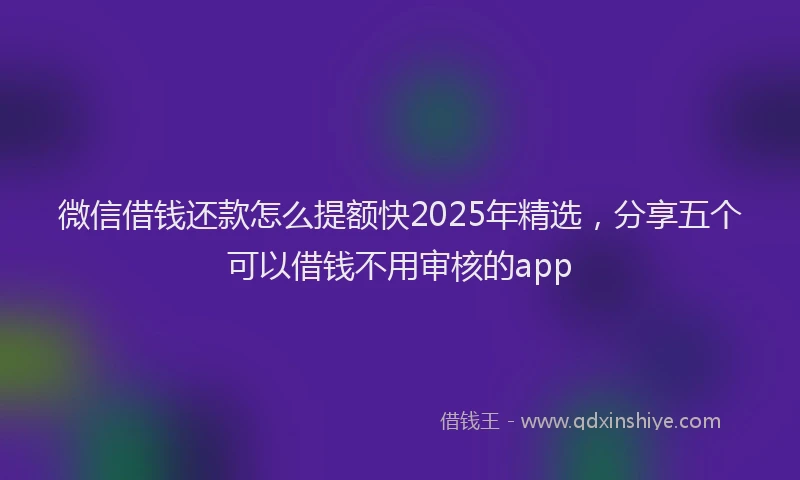 微信借钱还款怎么提额快2025年精选，分享五个可以借钱不用审核的app