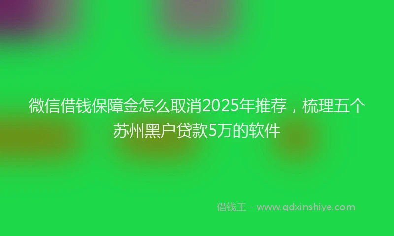 微信借钱保障金怎么取消2025年推荐，梳理五个苏州黑户贷款5万的软件