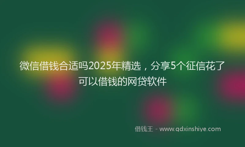 微信借钱合适吗2025年精选，分享5个征信花了可以借钱的网贷软件