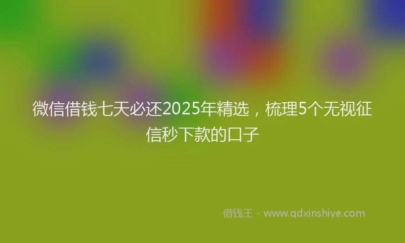 微信借钱七天必还2025年精选，梳理5个无视征信秒下款的口子