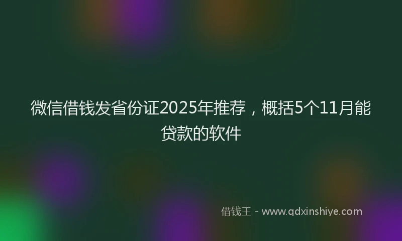 微信借钱发省份证2025年推荐，概括5个11月能贷款的软件