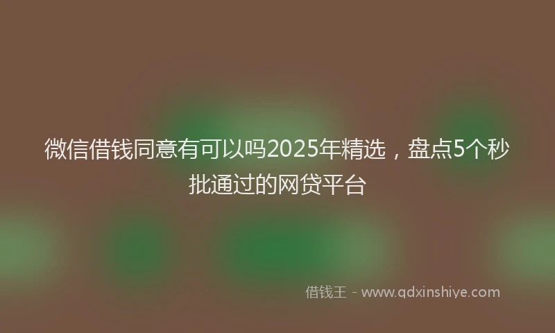 微信借钱同意有可以吗2025年精选，盘点5个秒批通过的网贷平台