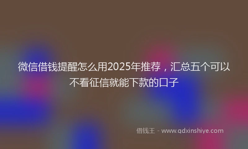 微信借钱提醒怎么用2025年推荐，汇总五个可以不看征信就能下款的口子
