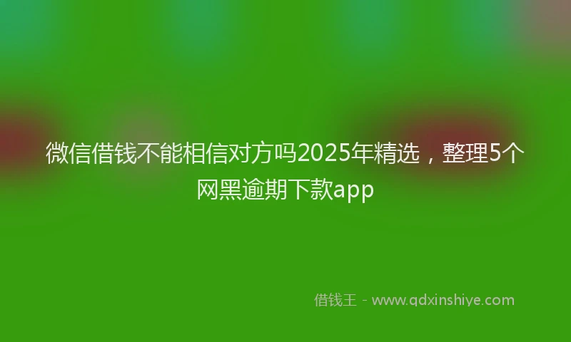 微信借钱不能相信对方吗2025年精选，整理5个网黑逾期下款app