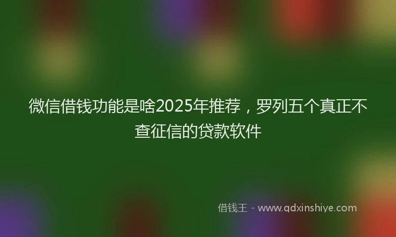 微信借钱功能是啥2025年推荐，罗列五个真正不查征信的贷款软件