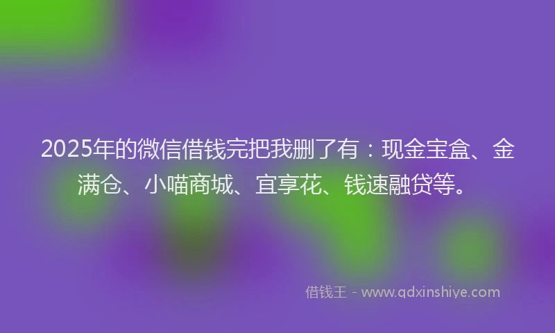 2025年的微信借钱完把我删了有：现金宝盒、金满仓、小喵商城、宜享花、钱速融贷等。