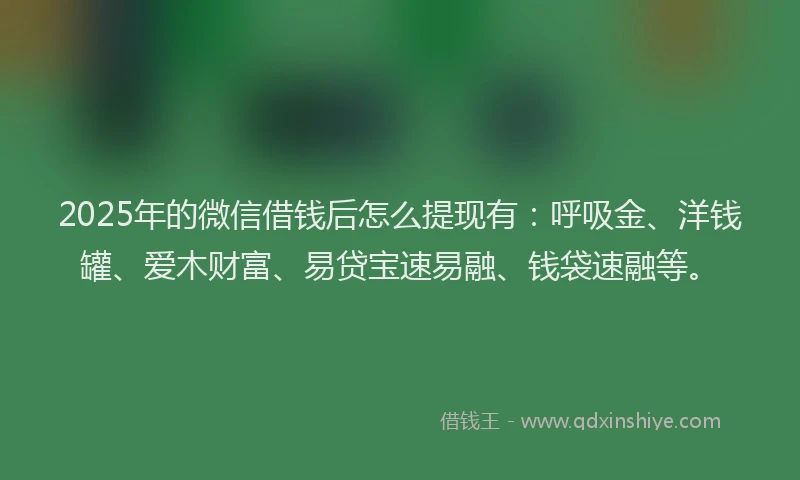 2025年的微信借钱后怎么提现有：呼吸金、洋钱罐、爱木财富、易贷宝速易融、钱袋速融等。