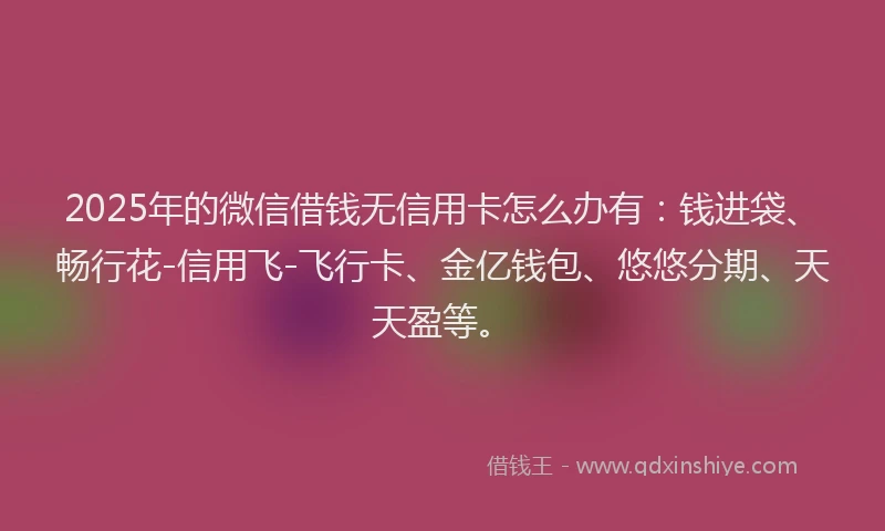 2025年的微信借钱无信用卡怎么办有：钱进袋、畅行花-信用飞-飞行卡、金亿钱包、悠悠分期、天天盈等。