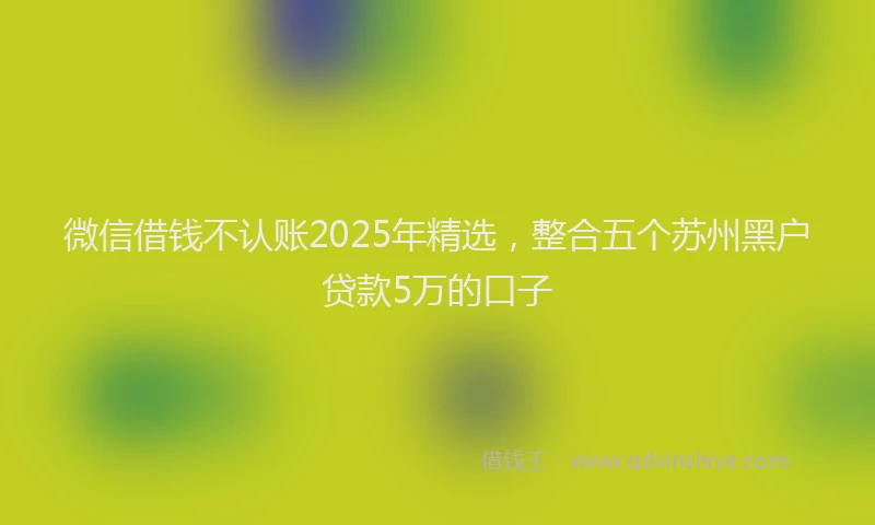 微信借钱不认账2025年精选，整合五个苏州黑户贷款5万的口子